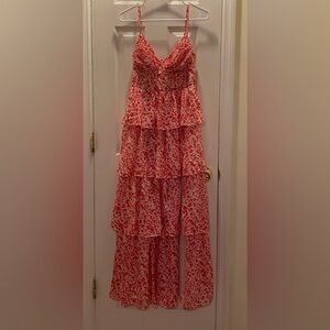 Birdy Grey Red and Cream Smocked Dress